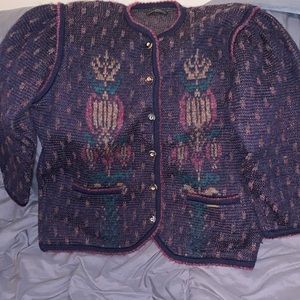GEIGER Austria Wool Nordic Knit Cardigan Sweater gorgeous retro vintage 42